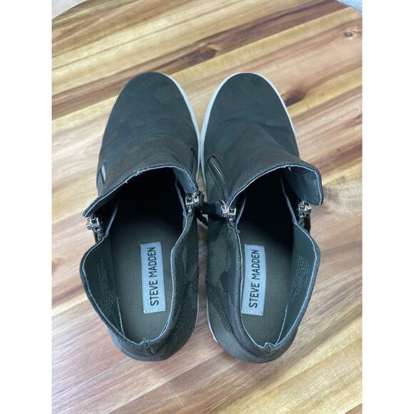 Steve Madden Shoes Womens 8.5M Caliber Black Upper White Sole Flat Camo Two Tone - Picture 10 of 11